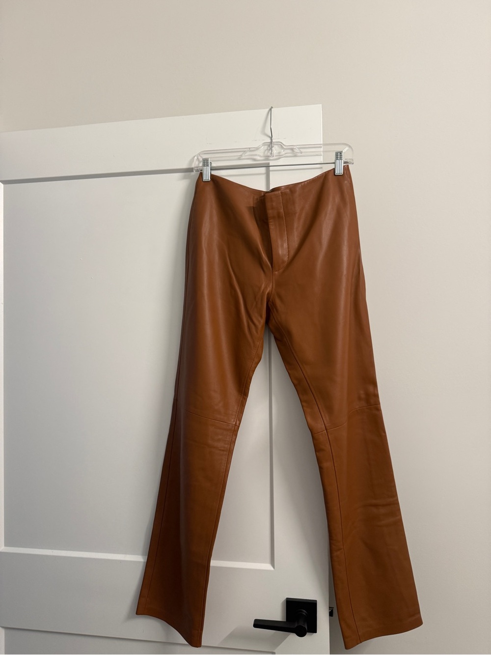 RALPH LAUREN PURPLE LABEL CHESTNUT BROWN LEATHER PANTS, SIZE 4